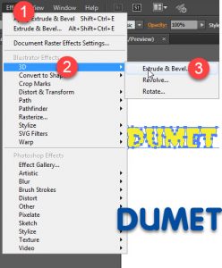 Memberi Efek 3D Pada Teks di Adobe Illustrator