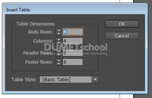 Cara Membuat Table Pada Software Pengolah Gambar Adobe InDesign