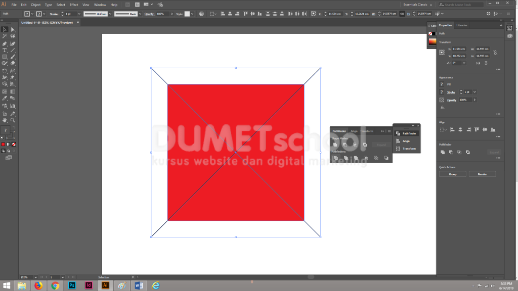 Cara Membuat Logo HSBC Menggunakan Objek Kotak di Adobe Illustrator