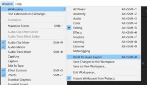 Mengatasi Workspaces Adobe Premier Pro yang Berantakan Agar kembali Seperti Semula