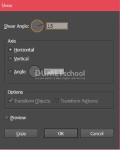 Memiringkan Text Dengan Shear Tool di Illustrator