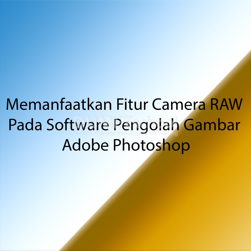 Memanfaatkan Fitur Camera RAW Pada Software Pengolah Gambar Adobe Photoshop