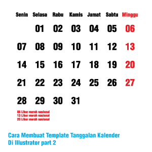 Cara Membuat Template Tanggalan Kalender Di Illustrator Part 2