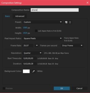 Membuat File Ukuran Handphone di After Effect
